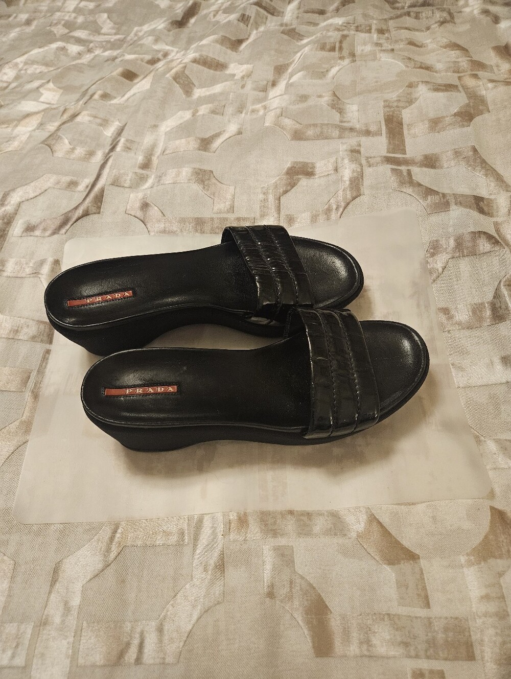 Prada Black Leather Slide Sandals EU 40.5 or US 10 - Picture 3 of 11